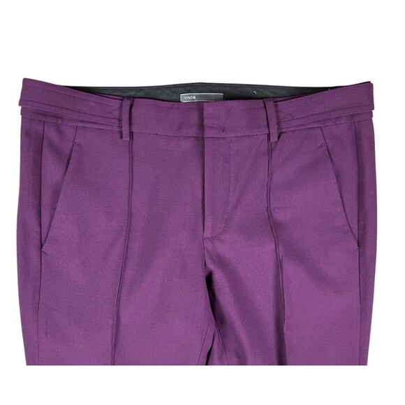 Vince Pintucked Seam Side-Tab Crop Pants  Size 6  Eggplant Stretch Wool Blend - Picture 4 of 13
